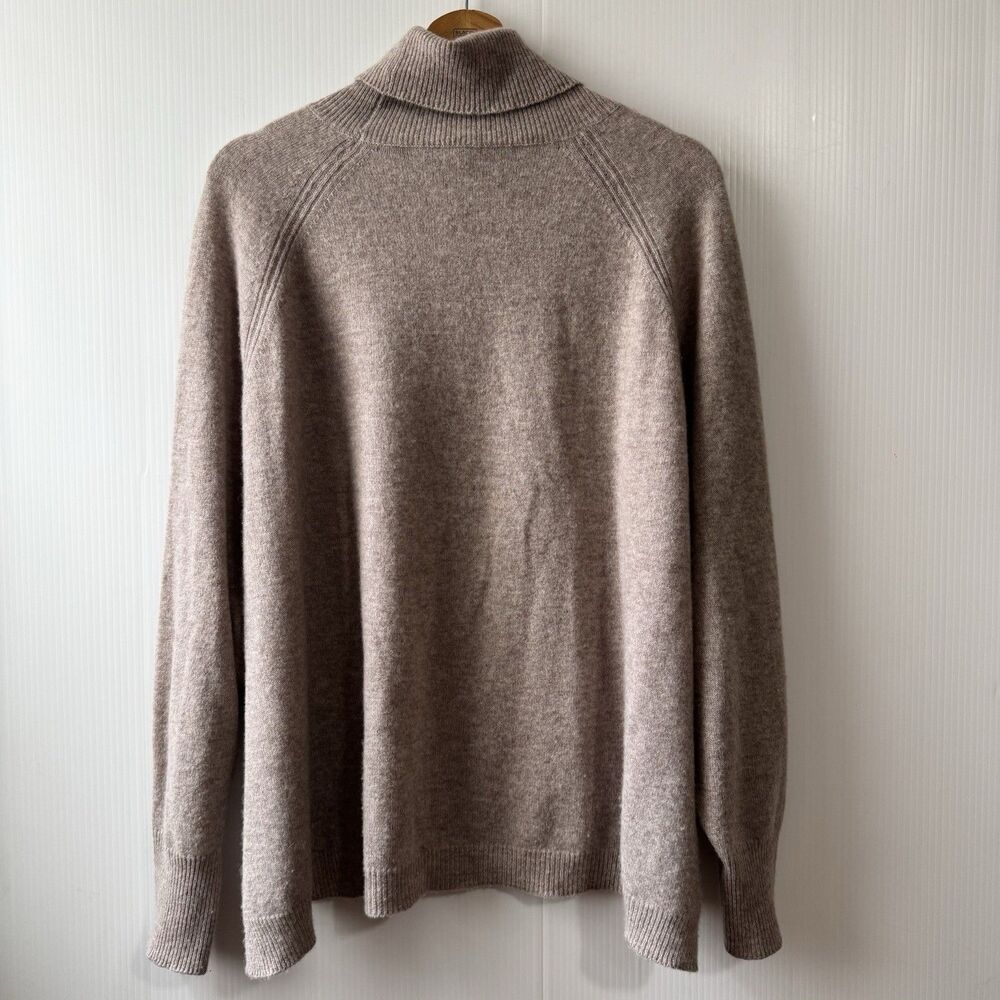 360 Cashmere Women Pullover Turtleneck 100% Cashmere Sweater Light Brown Sz L - Picture 2 of 13